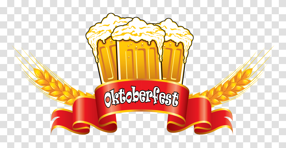 Oktoberfest Red Banner With Beer Mugs And Wheat Clipart Image, Fries, Food, Snack, Popcorn Transparent Png