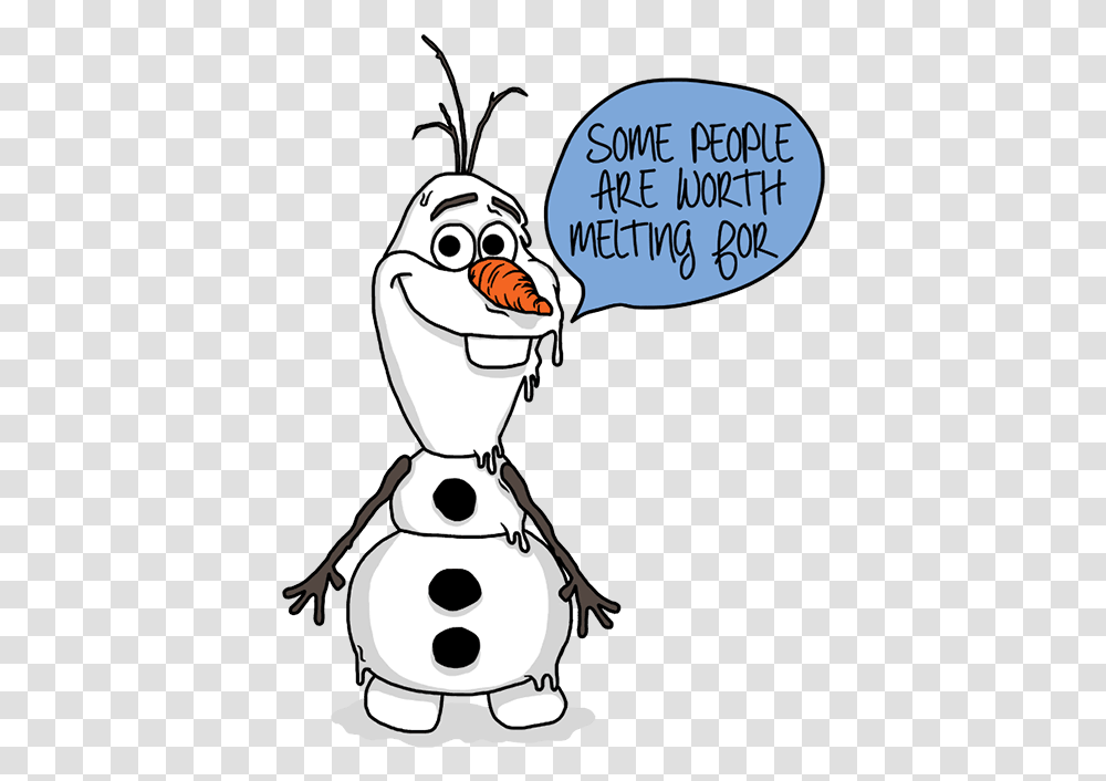 Olaf Some People Are Worth Melting, Outdoors, Nature, Snowman, Winter Transparent Png