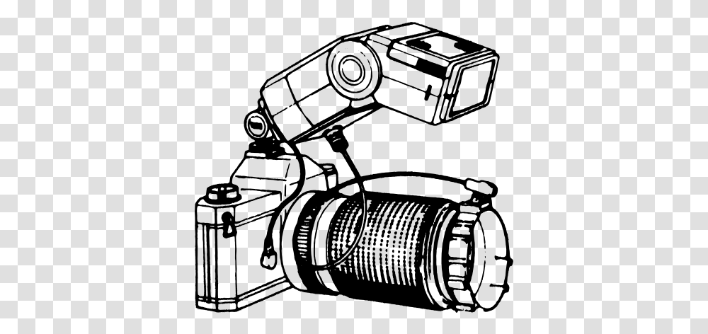 Old Camera With Attached Flash Vector Camera, Gray, World Of Warcraft Transparent Png