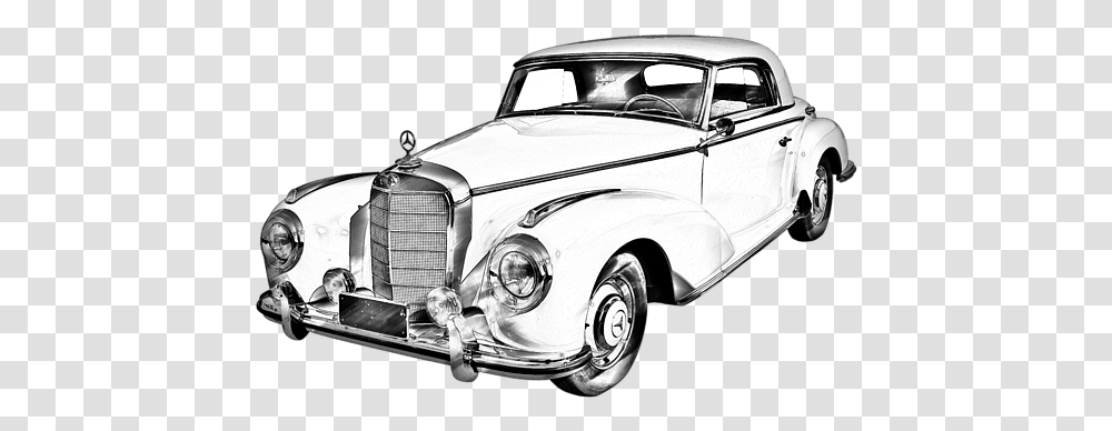 Old Cars Mercedes Drawing Of Luxury Car, Antique Car, Vehicle, Transportation, Person Transparent Png