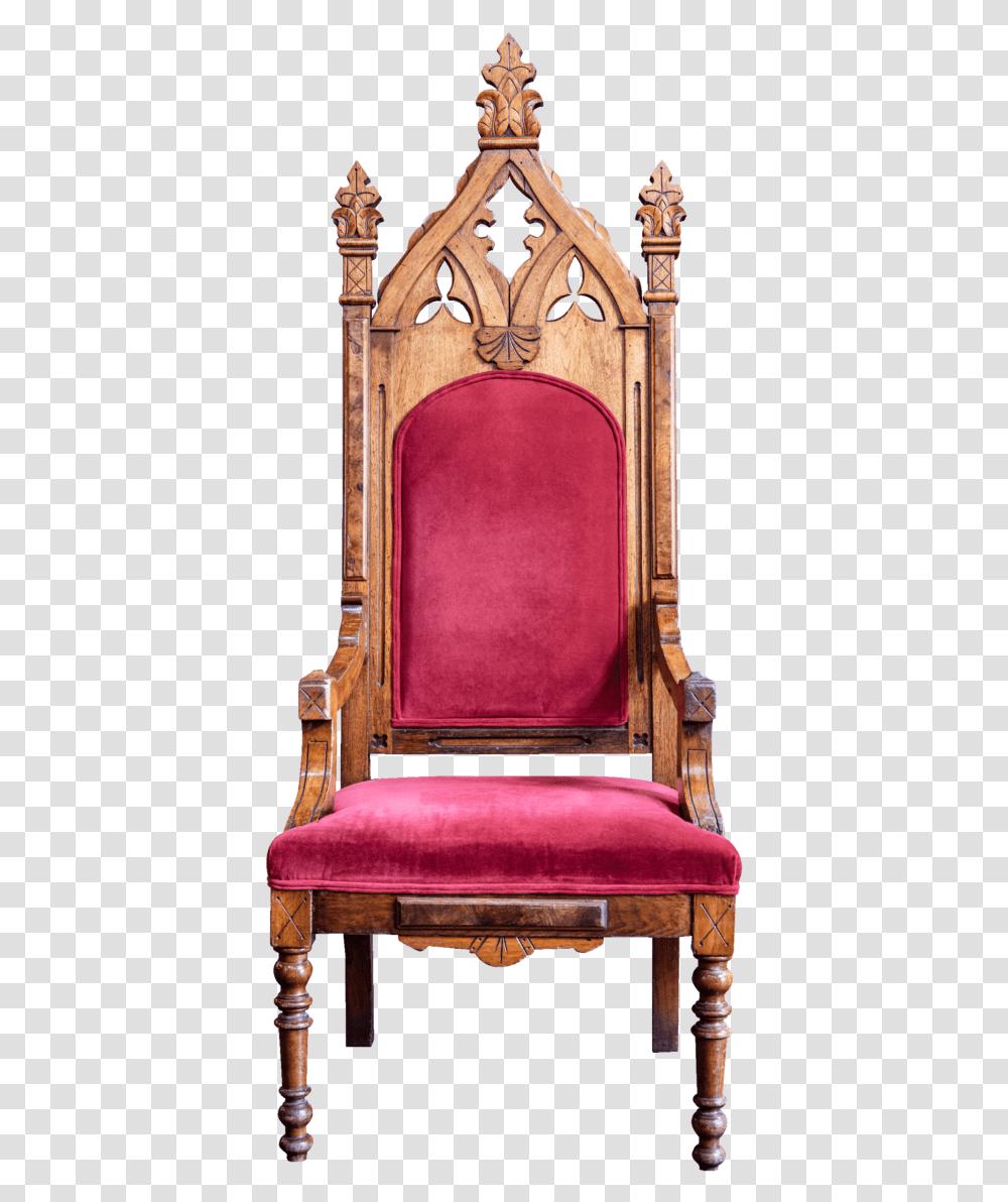 Old Chair Plush Red Chair Throne, Furniture Transparent Png