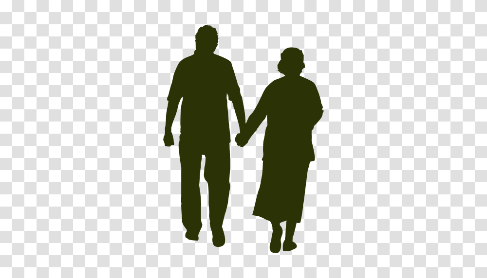Old Couple Silhouette, Holding Hands, Person, Human, People Transparent Png