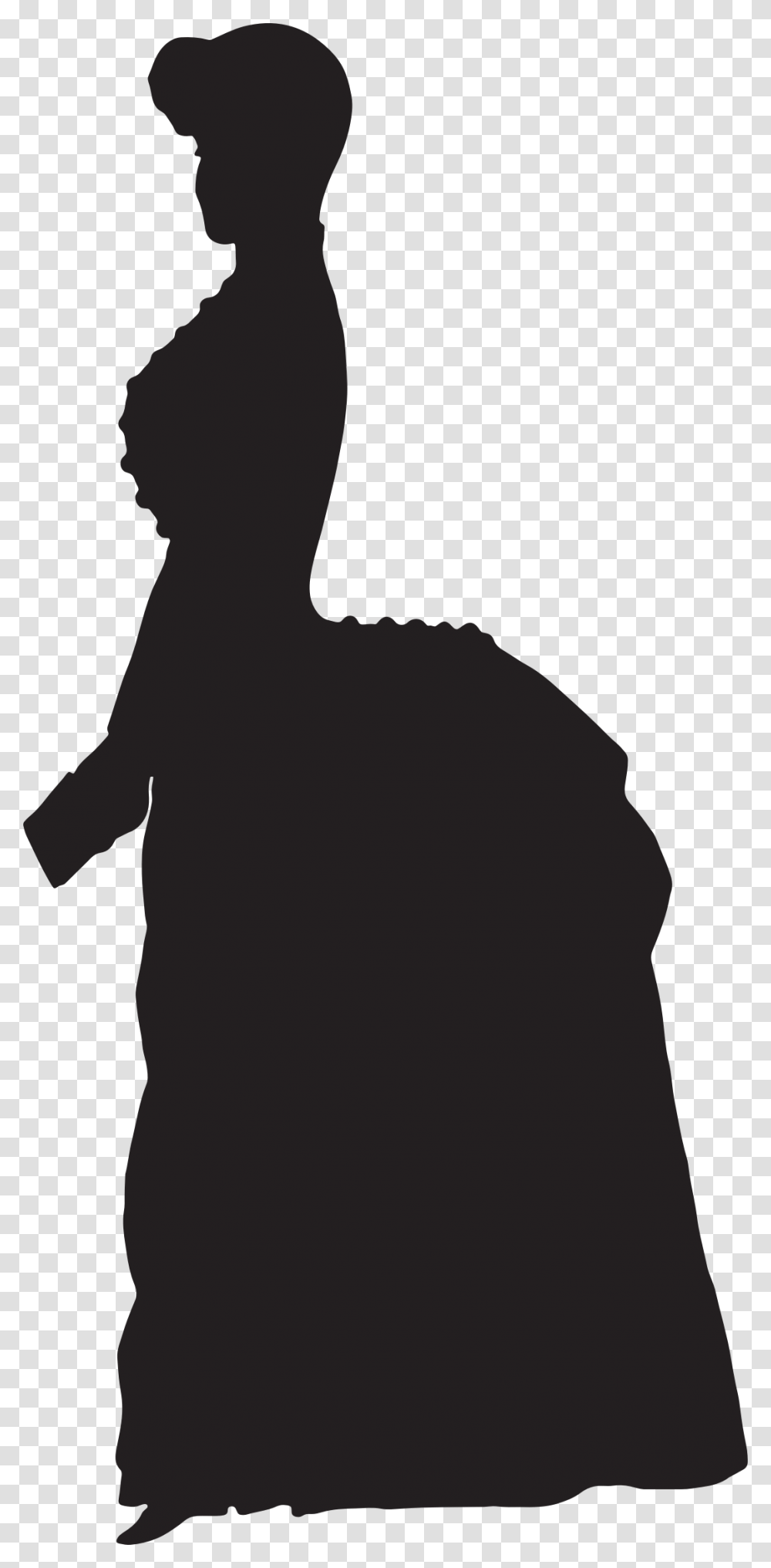 Old Fashioned Silhouettes Clip Art Victorian Lady Silhouette, Back, Person, Photography Transparent Png