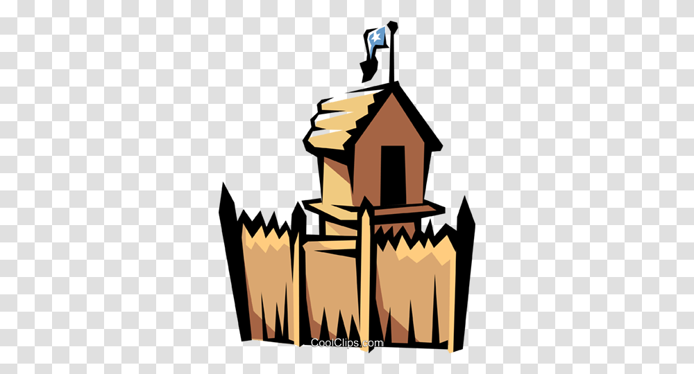 Old Fort Royalty Free Vector Clip Art Illustration, Cross, Building, Architecture, Wood Transparent Png