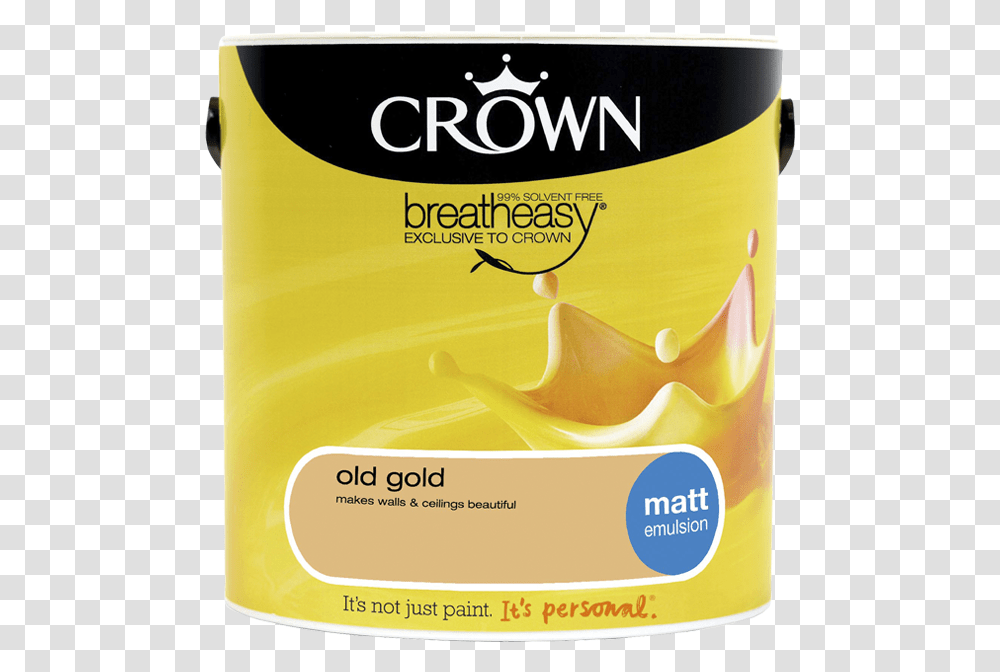 Old Gold Matt Standard Emulsion Crown Paints Crown Egyptian Sand Paint, Label, Text, Food, Plant Transparent Png