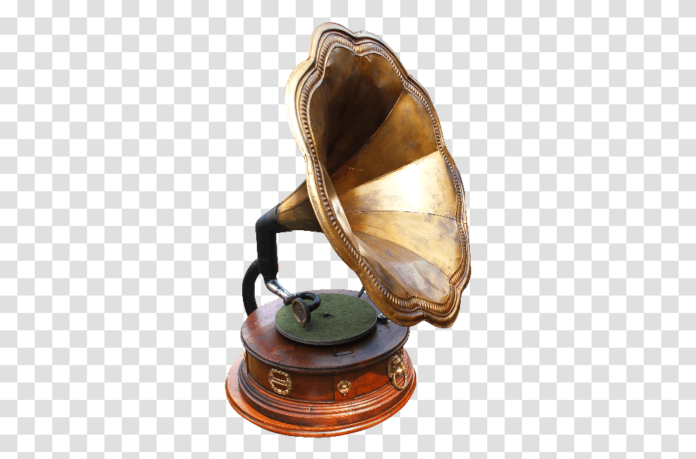 Old Gramophone Image Old Object, Bronze, Horn, Brass Section, Musical Instrument Transparent Png