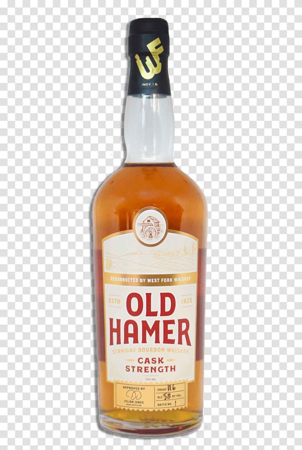 Old Hamer Straight Bourbon Cask Bottle Old Hamer Whiskey, Alcohol, Beverage, Drink, Beer Transparent Png