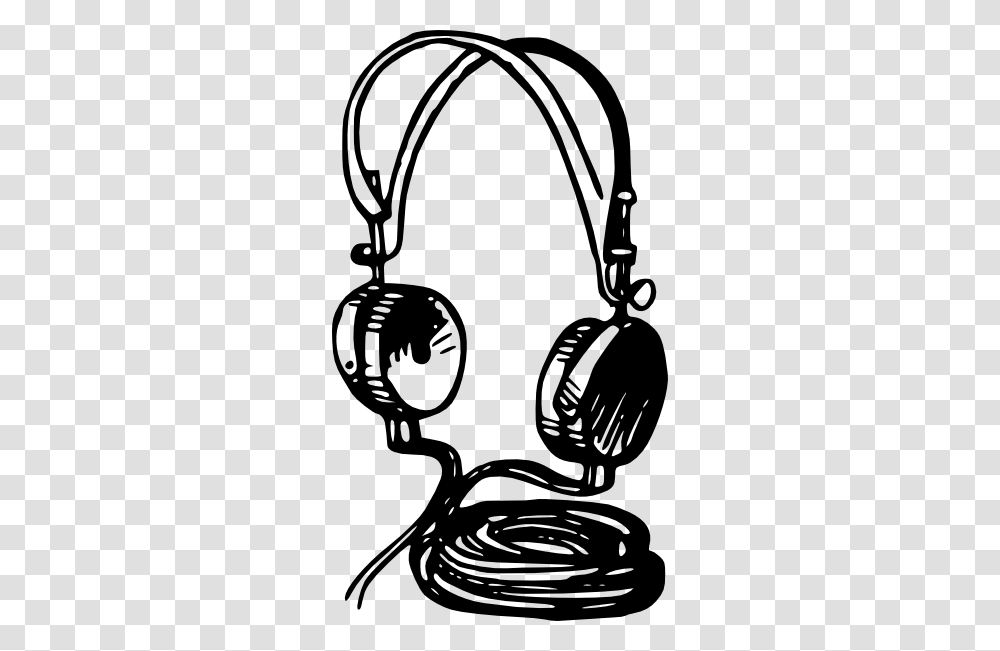 Old Headphones Clip Art, Electronics, Headset, Stencil Transparent Png