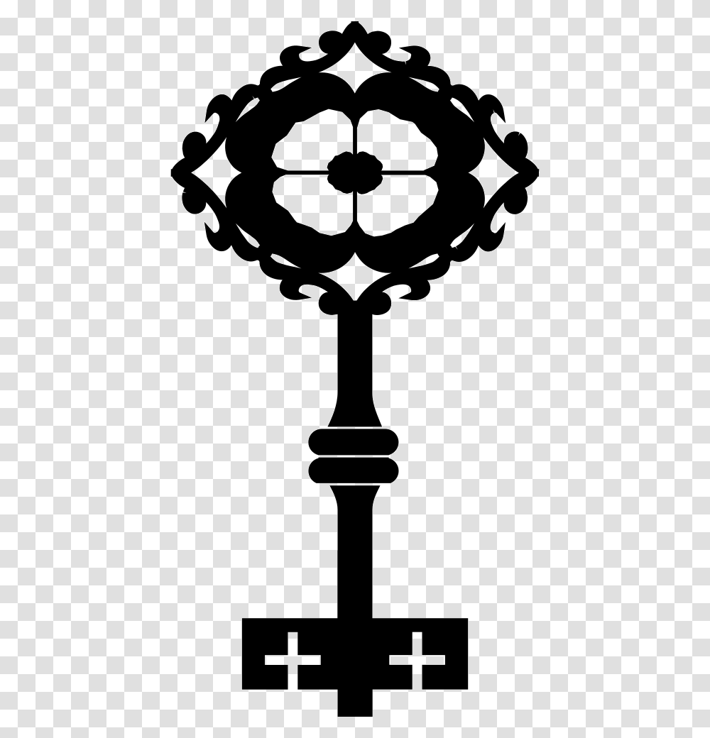 Old Key Design Like A Flower In A Rhombus Chave Antiga, Cutlery, Cross, Stencil Transparent Png