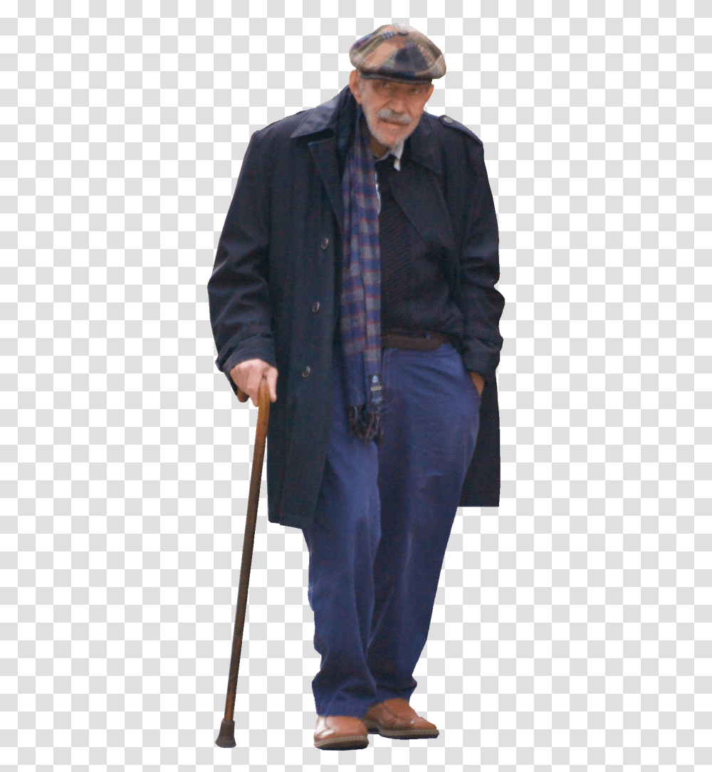 Old Man Background Image Standing Old Man, Clothing, Apparel, Overcoat, Person Transparent Png