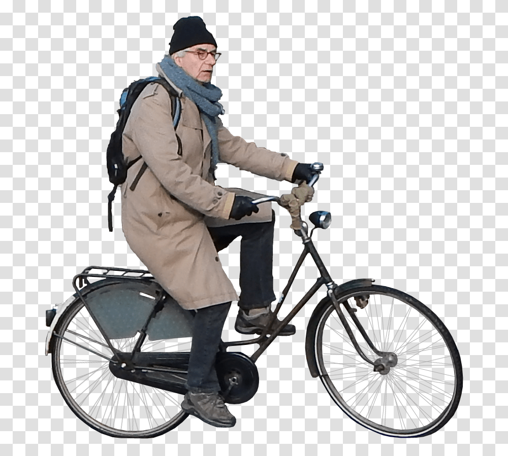 Old Man Bicycle, Vehicle, Transportation, Person Transparent Png