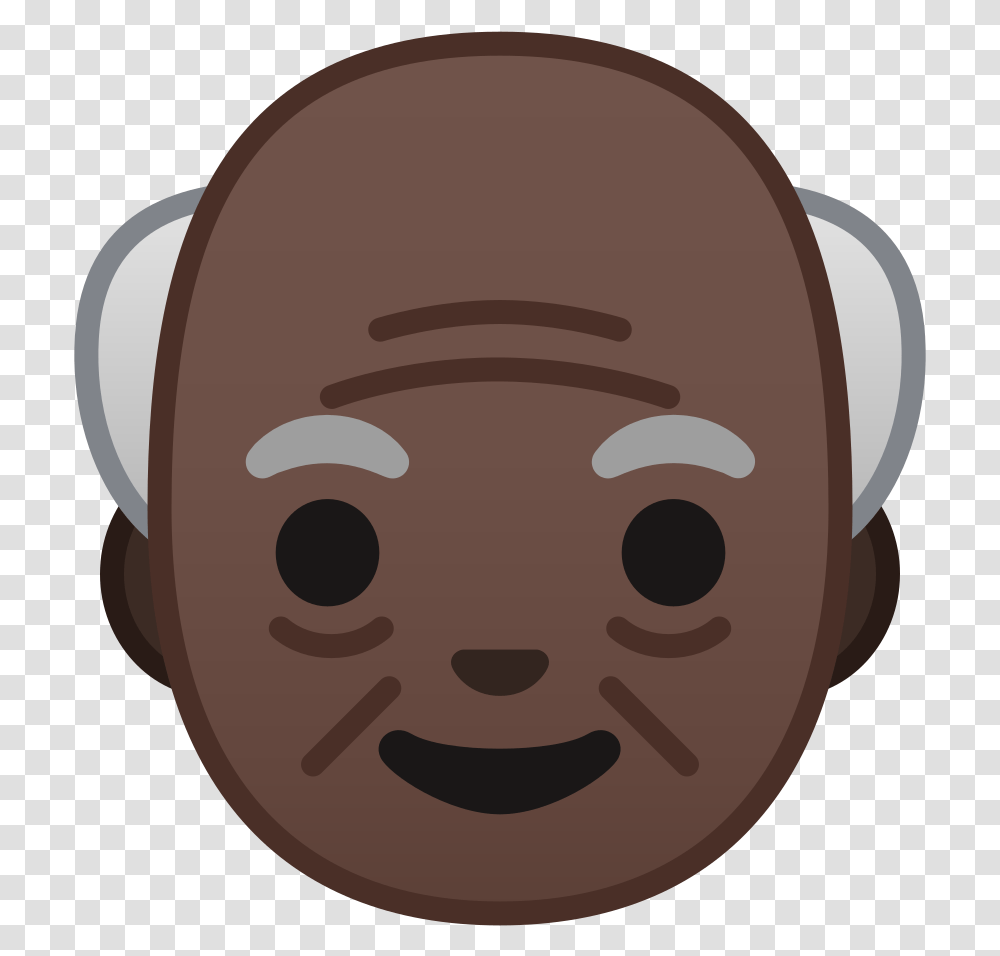 Old Man Dark Skin Tone Icon Android Emoji Old Man, Head, Face, Baby, Smile Transparent Png
