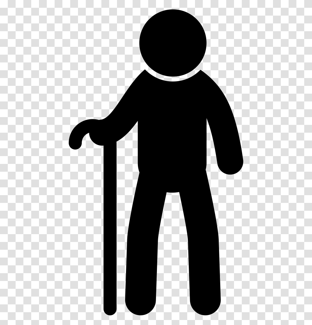 Old Man From Frontal View With A Cane Old Man Vector, Silhouette, Stencil, Person, Human Transparent Png
