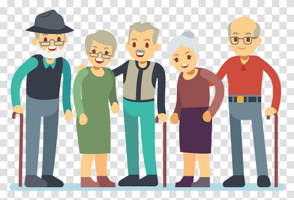 Old Man Group Cartoon Old People Vector, Person, Human, Family, Standing Transparent Png