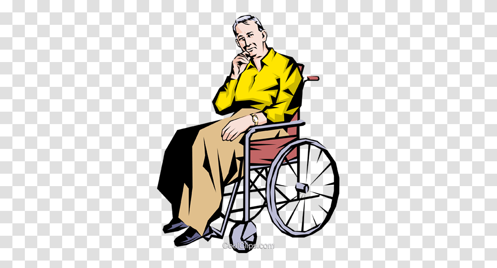 Old Man In A Wheelchair Royalty Free Vector Clip Art Illustration, Furniture, Machine, Person, Human Transparent Png