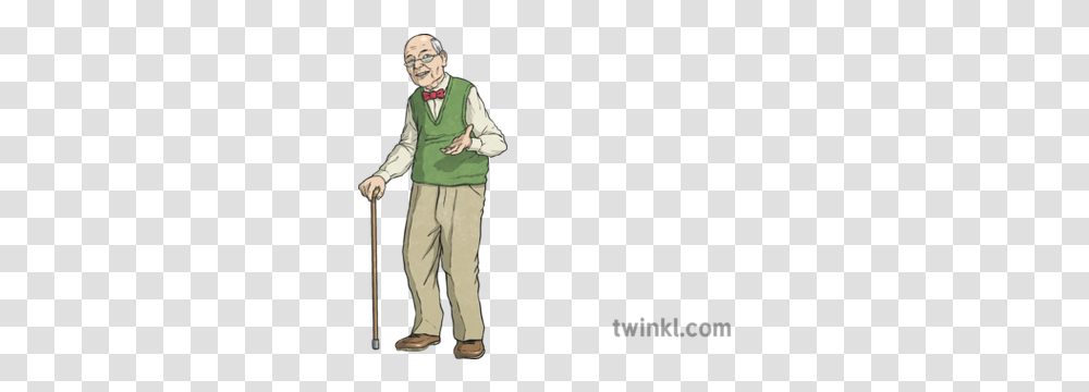 Old Man People Pensioner Walking Stick Ks2 Illustration Twinkl Old Person With Stick, Standing, Clothing, Sleeve, Long Sleeve Transparent Png