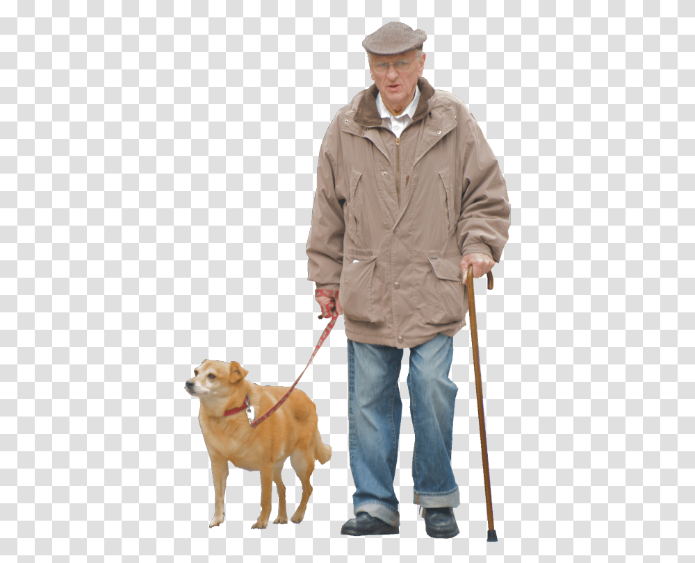 Old Man, Person, Human, Strap, Dog Transparent Png