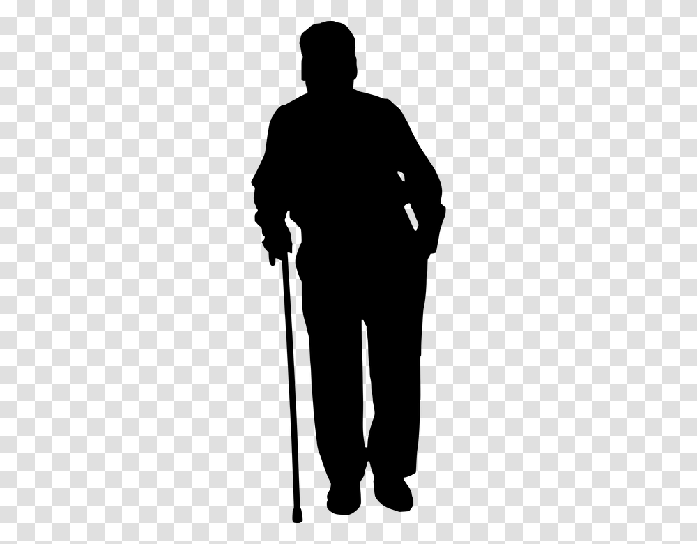 Old Man Silhouette Silhouette Old Man Senior Walking Free Vector, Gray, World Of Warcraft, Halo Transparent Png
