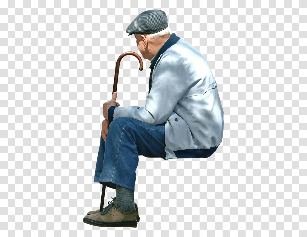 Old Man Sitting Image Architecture People Sitting, Cane, Stick, Person, Human Transparent Png