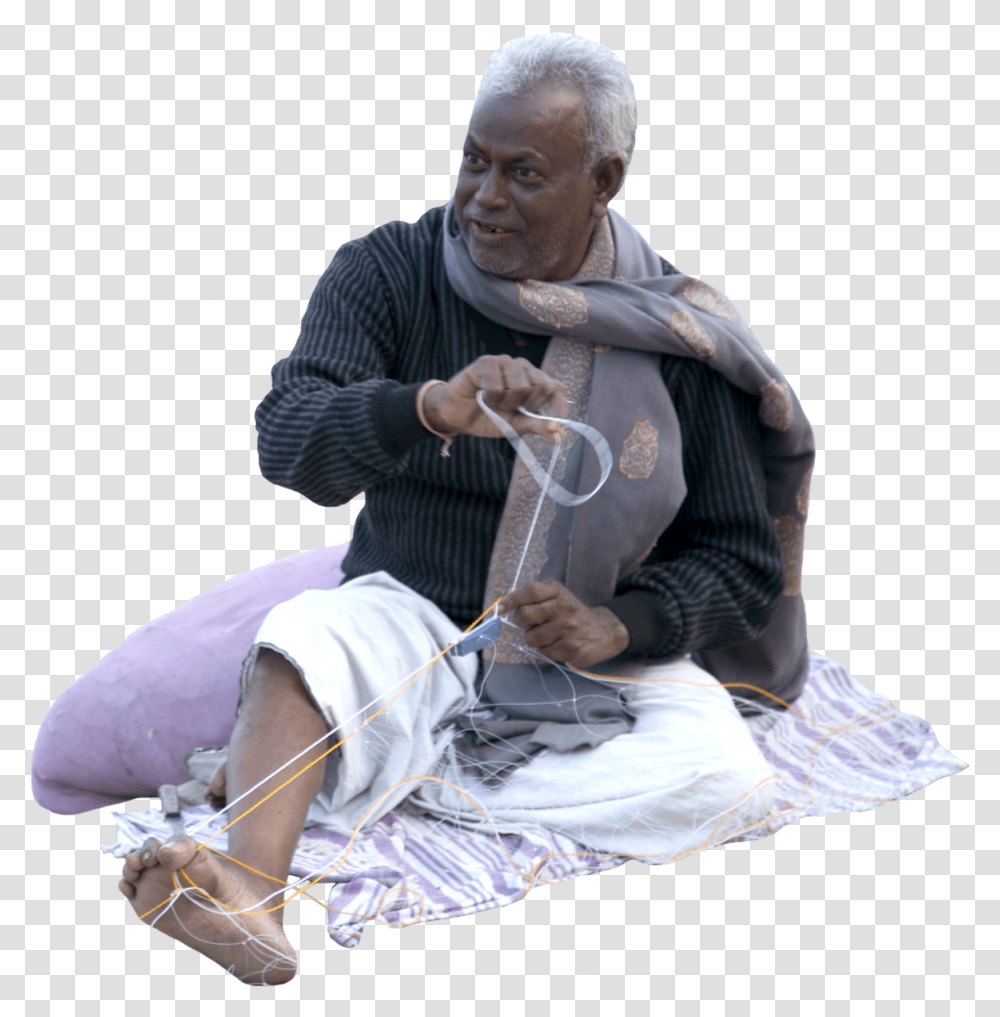 Old Man Sitting, Person, Finger, Sleeve Transparent Png