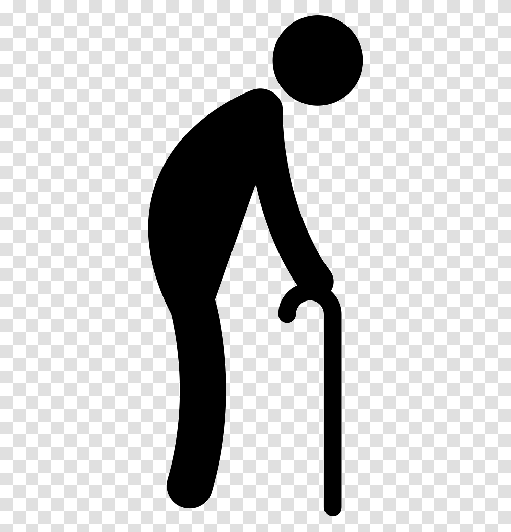 Old Man Walking With A Crutch Old Man Icon, Stencil, Logo Transparent Png
