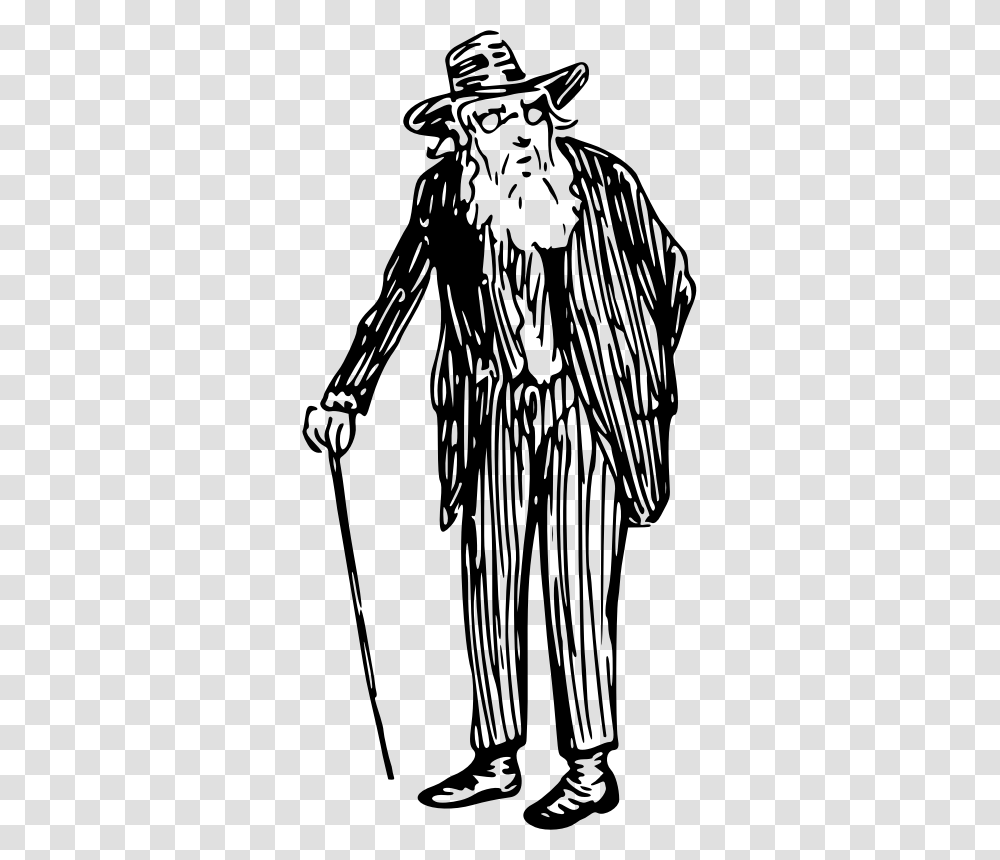 Old Man With Cane Old Man Clipart Black And White, Gray, World Of Warcraft, Halo Transparent Png
