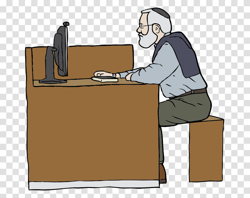 Old Man Working Clipart, Person, Standing, Sitting, Cardboard Transparent Png