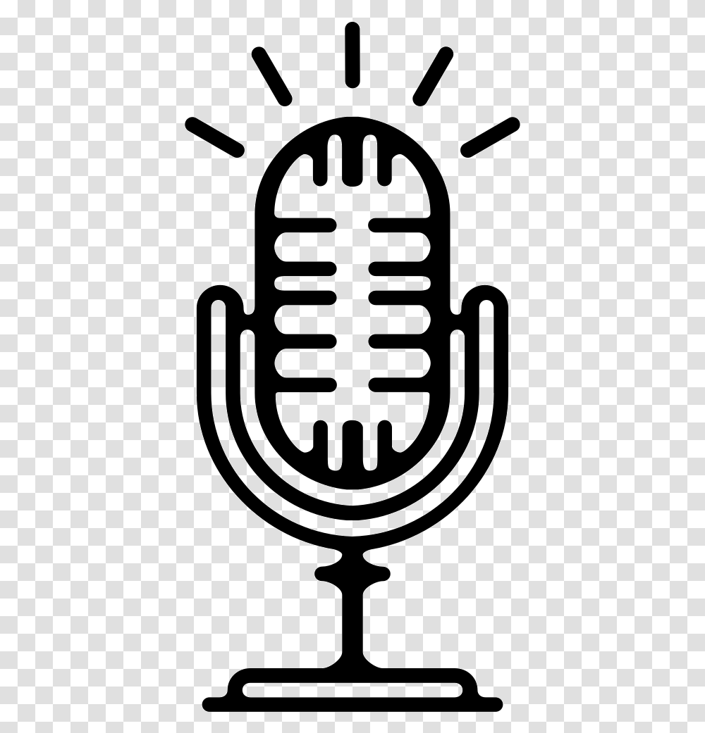 Old Microphone With A Stand Icon Free Download, Armor, Stencil, Shield Transparent Png