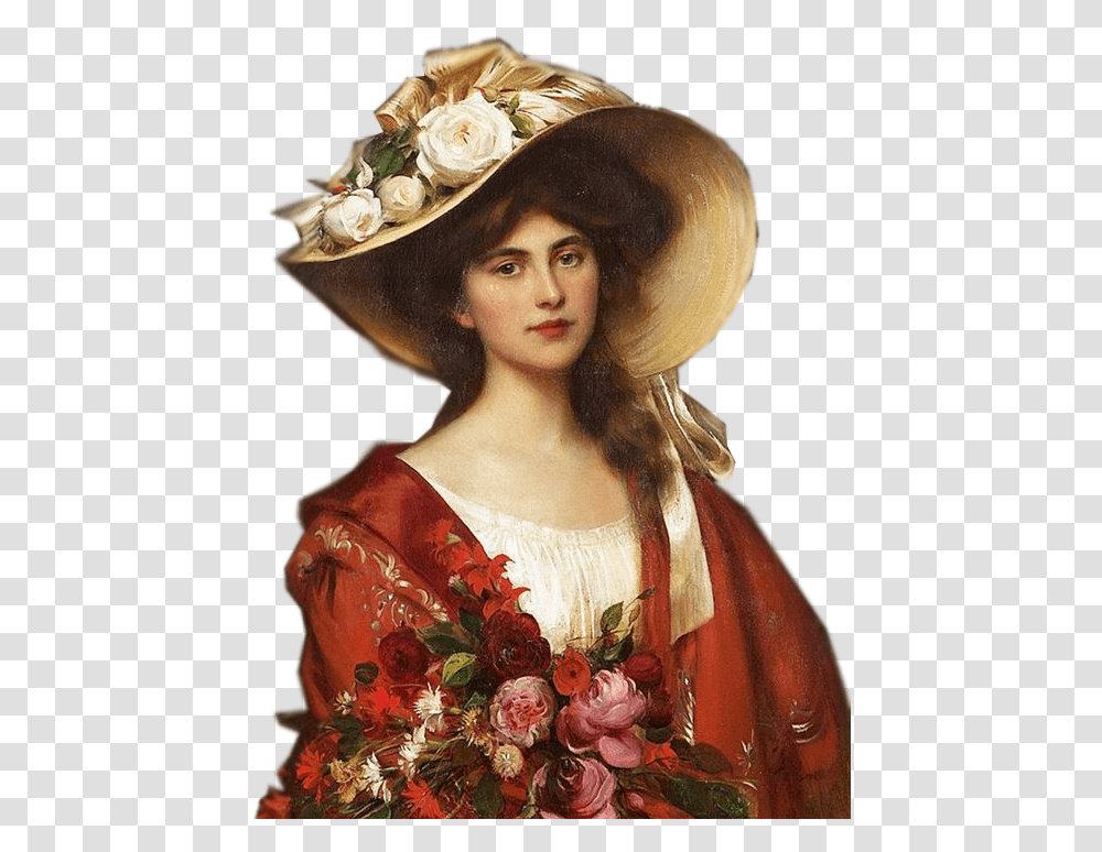 Old Paintings Of Women Download Old Vintage Woman, Hat, Apparel Transparent Png