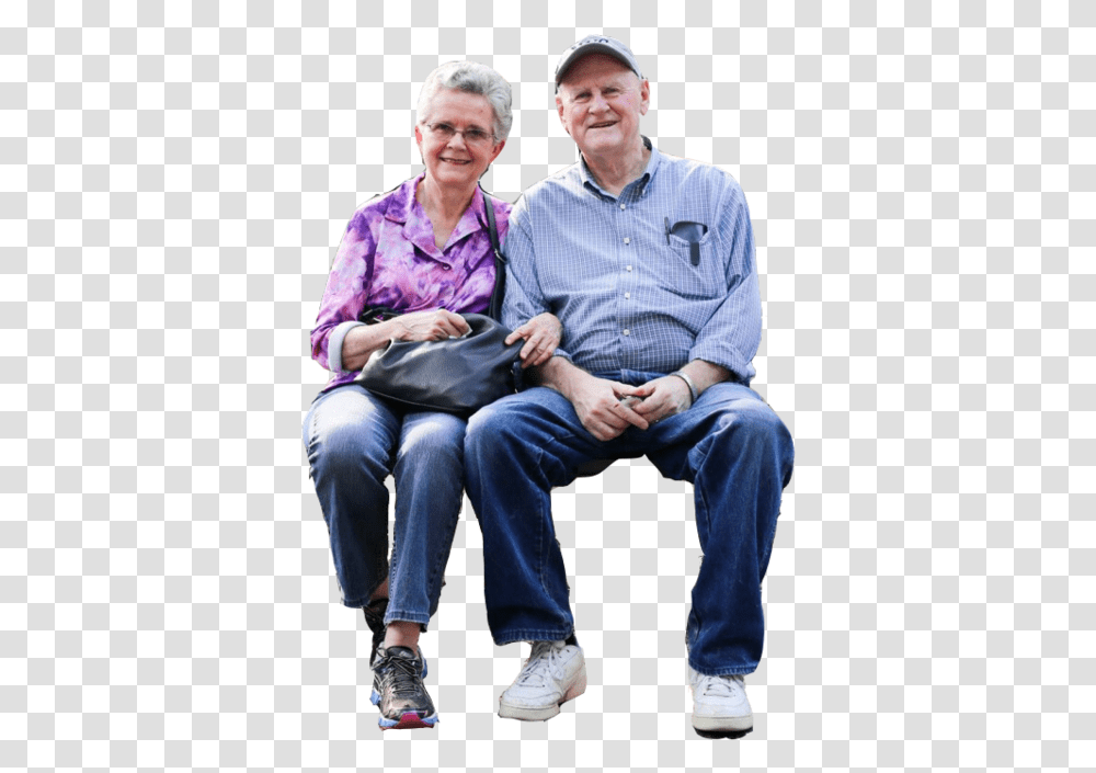 Old People Sitting, Person, Pants, Jeans Transparent Png