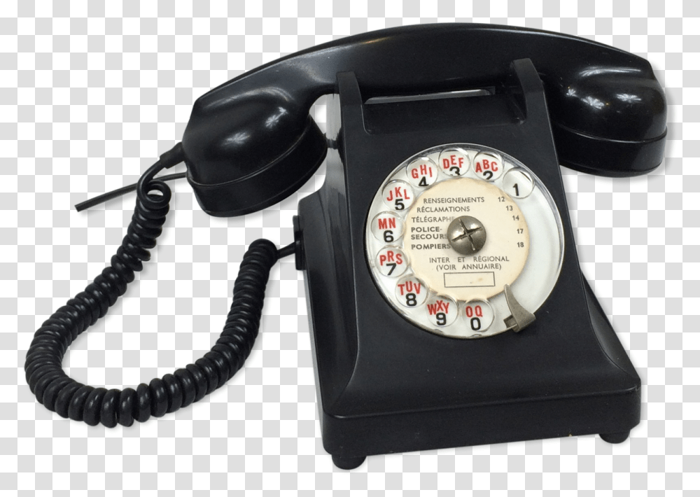 Old Phone In Black Bakelite Selency Corded Phone, Electronics, Dial Telephone, Camera, Wristwatch Transparent Png