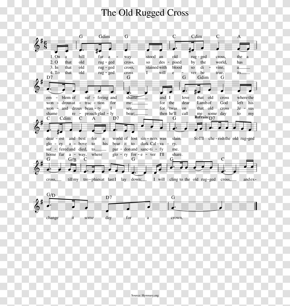 Old Rugged Cross Musescore, Gray, World Of Warcraft Transparent Png