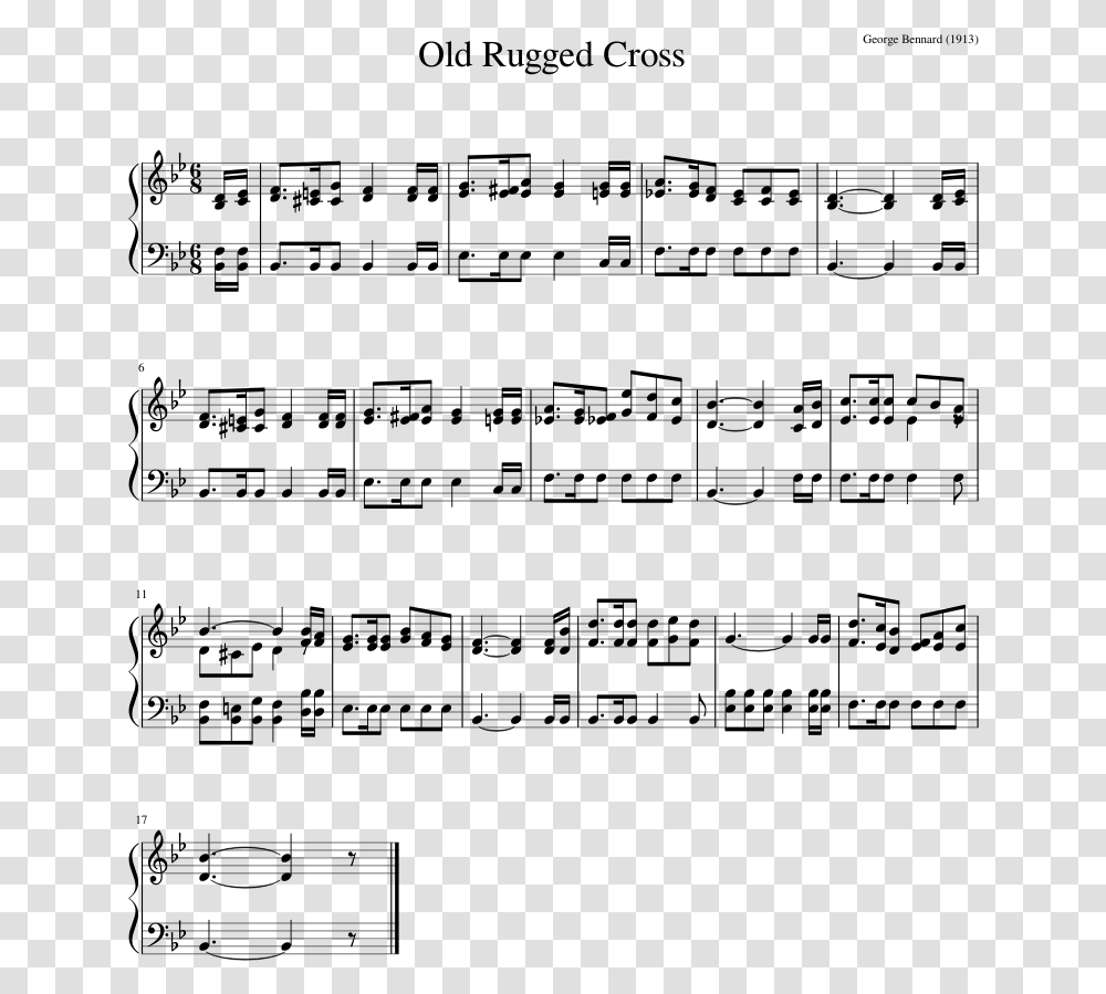Old Rugged Cross Sheet Music Composed By George Bennard, Gray, World Of Warcraft Transparent Png