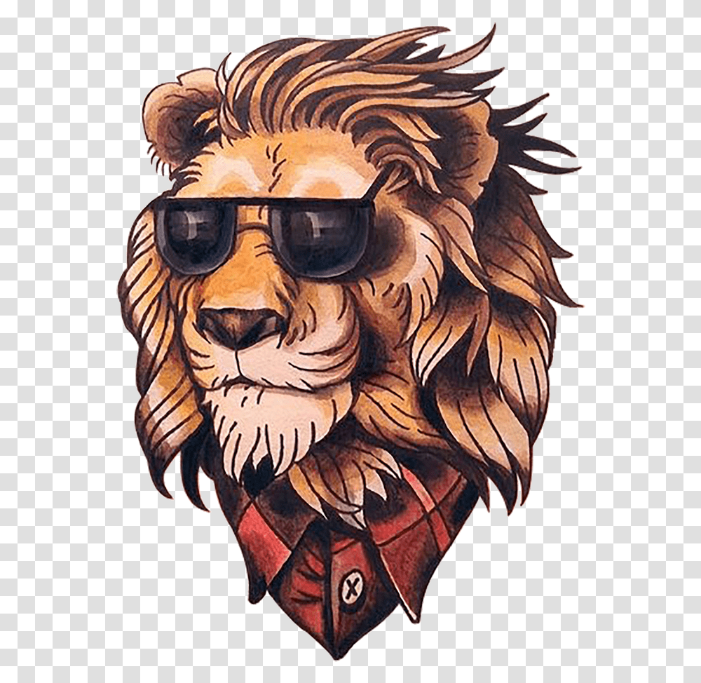 Old School Animal Tattoo, Skin, Person, Sunglasses, Accessories Transparent Png