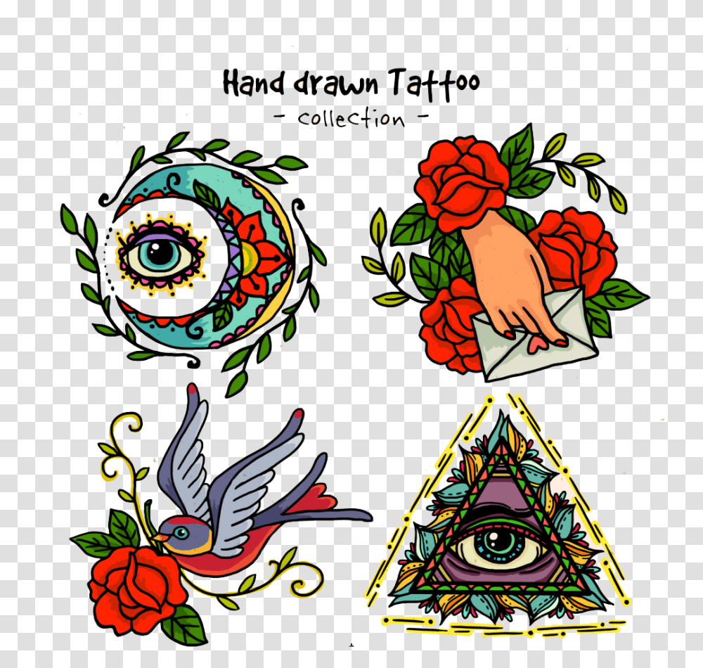 Old School Euclidean Vector Sticker Rose Tattoo Tatuajes Old School, Floral Design, Pattern Transparent Png