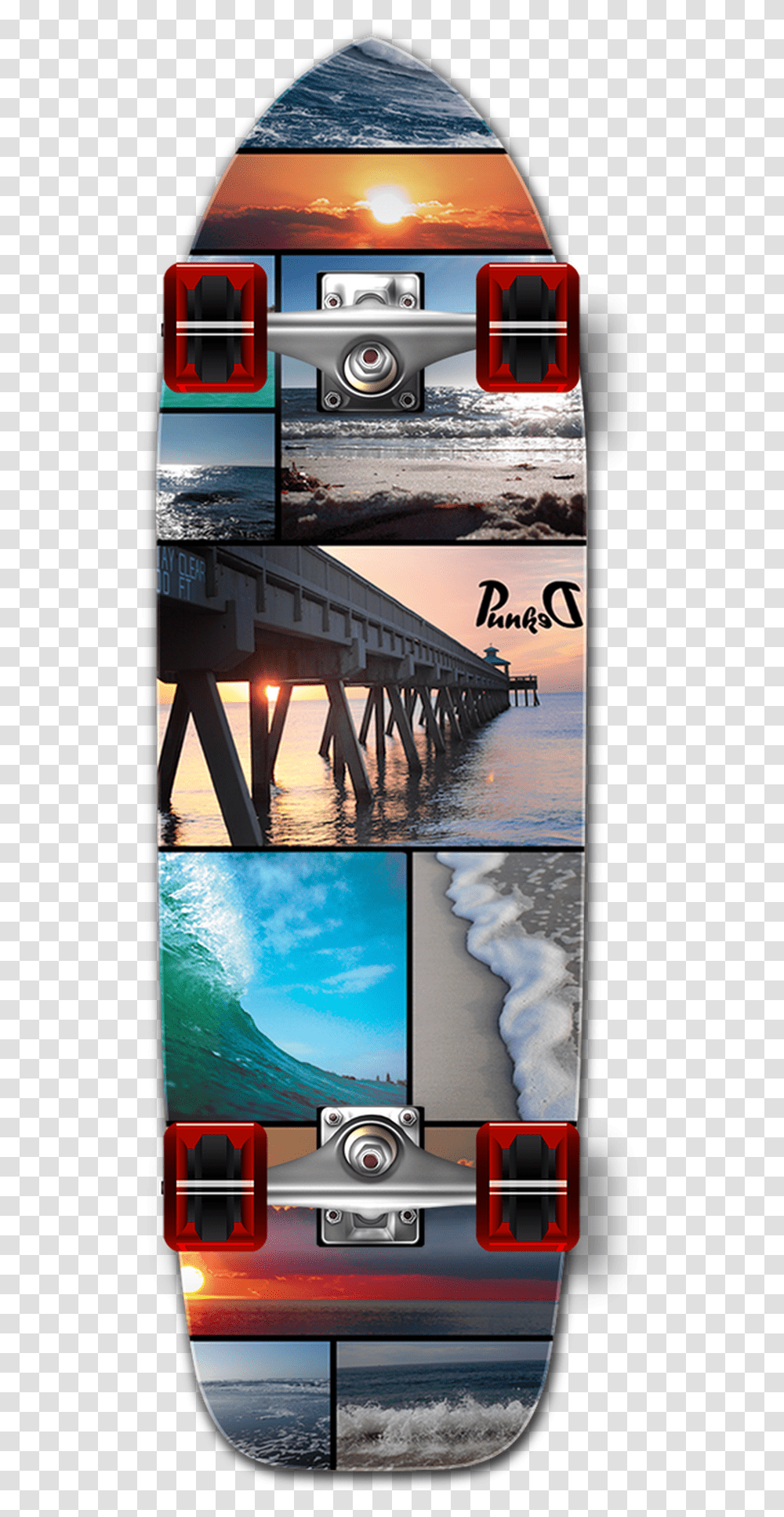 Old School Longboard Complete Skateboard Deck, Water, Waterfront, Collage, Poster Transparent Png