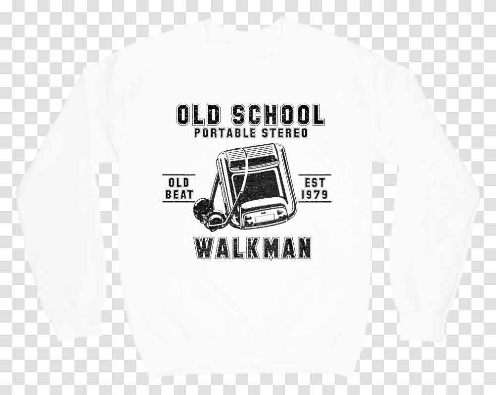 Old School Walkman Crewneck Sweater T Shirt Walkman, Apparel, Sleeve, Long Sleeve Transparent Png