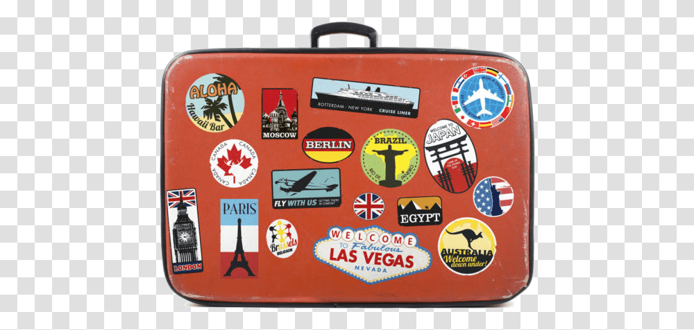 Old Suitcases With Stickers, First Aid, Label, Luggage Transparent Png