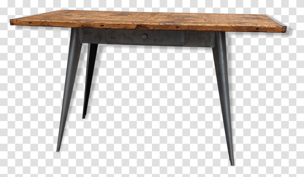 Old Table With Drawer Patina Graphite Metal Tolix Coffee Table, Furniture, Wood, Tabletop, Dining Table Transparent Png
