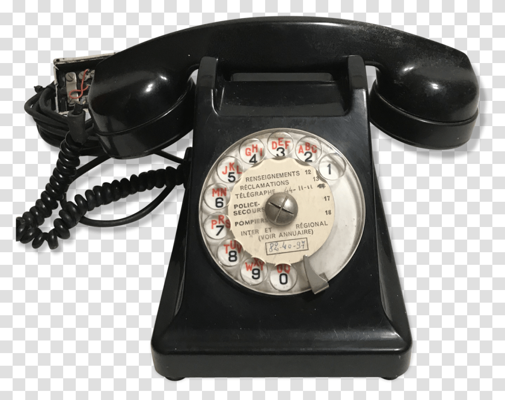 Old Telephone Black Bakelite Corded Phone, Electronics, Dial Telephone, Wristwatch, Camera Transparent Png
