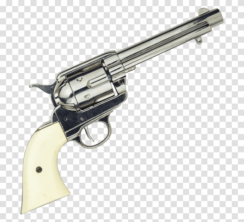 Old West Frontier Nickel Finish Revolver Old West Revolver, Gun, Weapon, Weaponry, Handgun Transparent Png