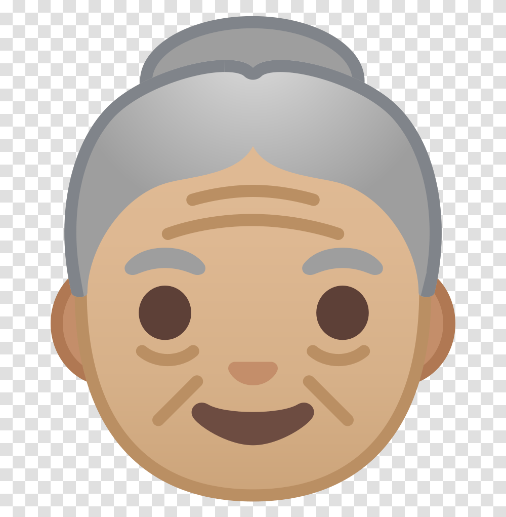 Old Woman Medium Light Skin Tone Icon Old Woman Emoji, Head, Face, Mouth, Lip Transparent Png