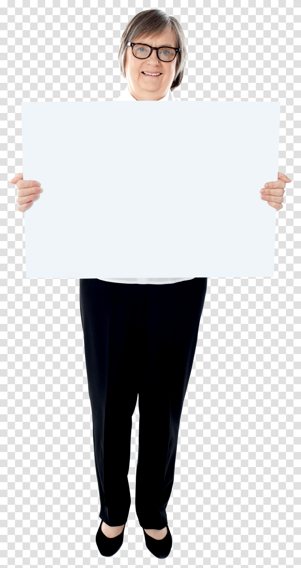 Old Women Holding Banner Construction Paper, Person, Sleeve, White Board Transparent Png