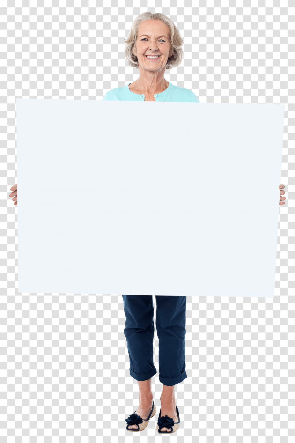 Old Women Holding Banner Image Old Woman Holding Banner, Person, White Board, Standing, Skin Transparent Png