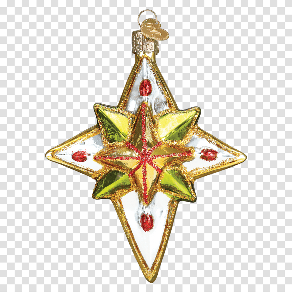 Old World Christmas Luminous Star Glass Christmas Ornament, Star Symbol, Gold Transparent Png