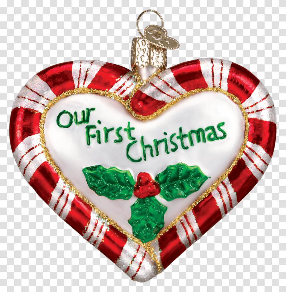 Old World Christmas Our First Christmas Ornament Heart, Birthday Cake, Dessert, Food, Bracelet Transparent Png