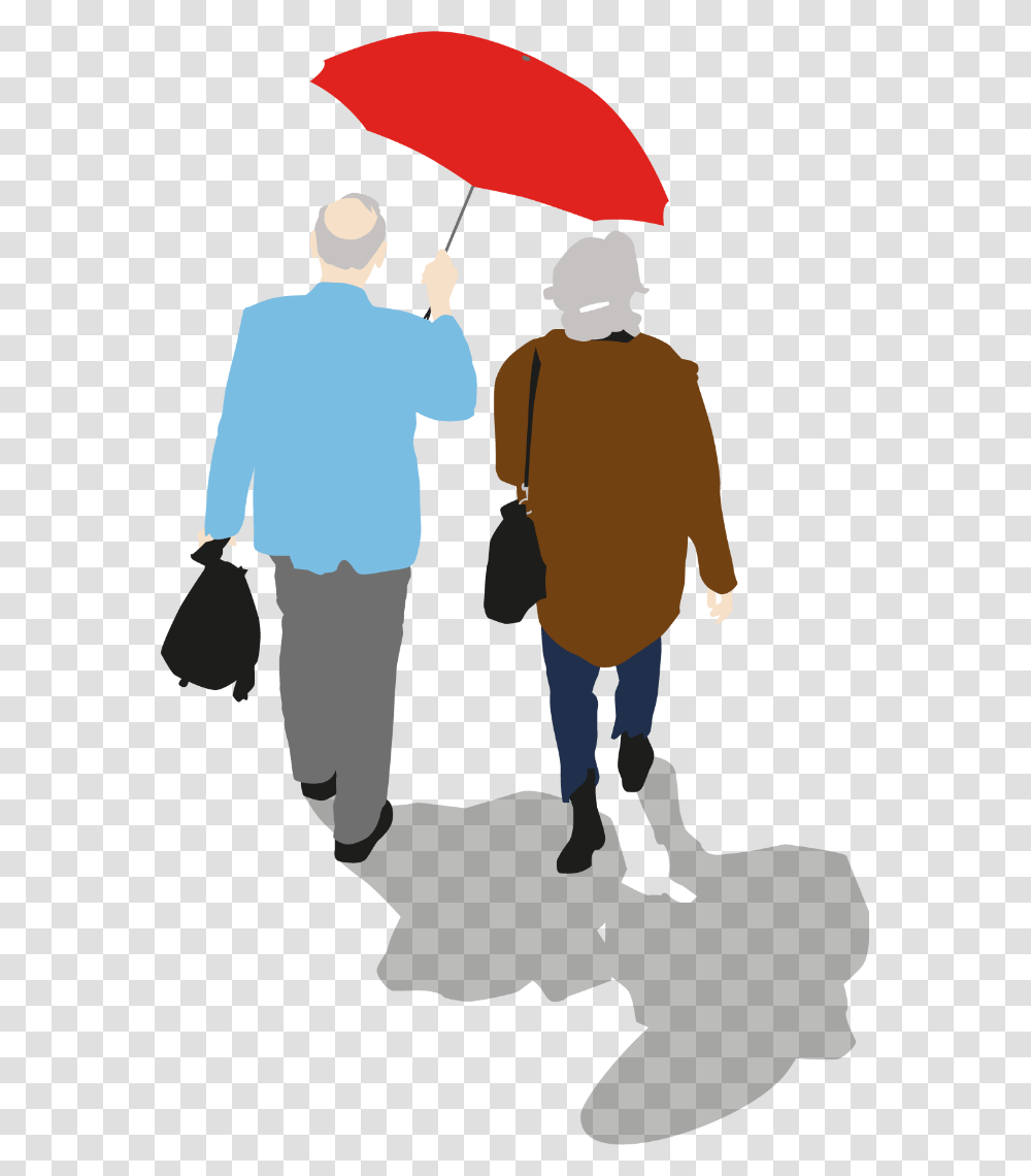 Older Couple Walking With Umbrella Umbrella, Standing, Person, People Transparent Png