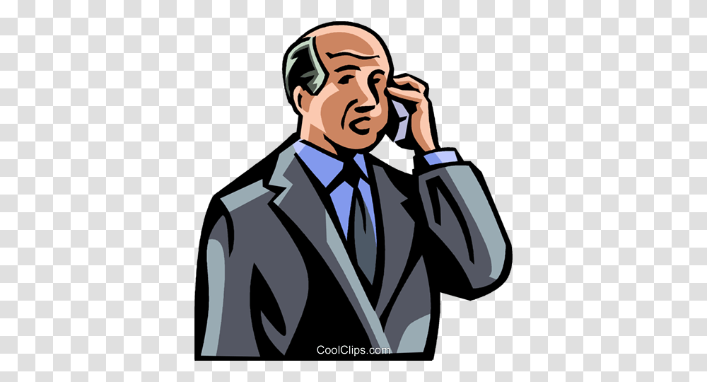 Older Man Talking On His Cell Phone Royalty Free Vector Clip Art, Person, Tie, Accessories Transparent Png