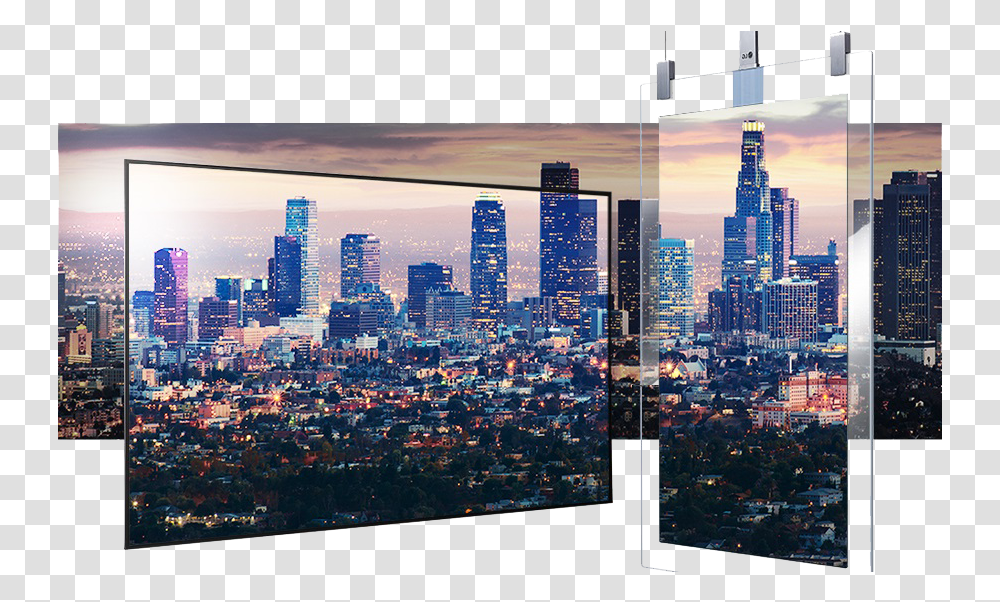 Oled On Hanging Glass Cityscape, Urban, Building, Town, High Rise Transparent Png