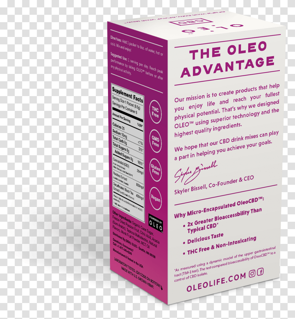 Oleo Passion Fruit Cbd Rooibos Tea Mix 6ct Box Box, Seasoning, Food, Syrup, Flyer Transparent Png